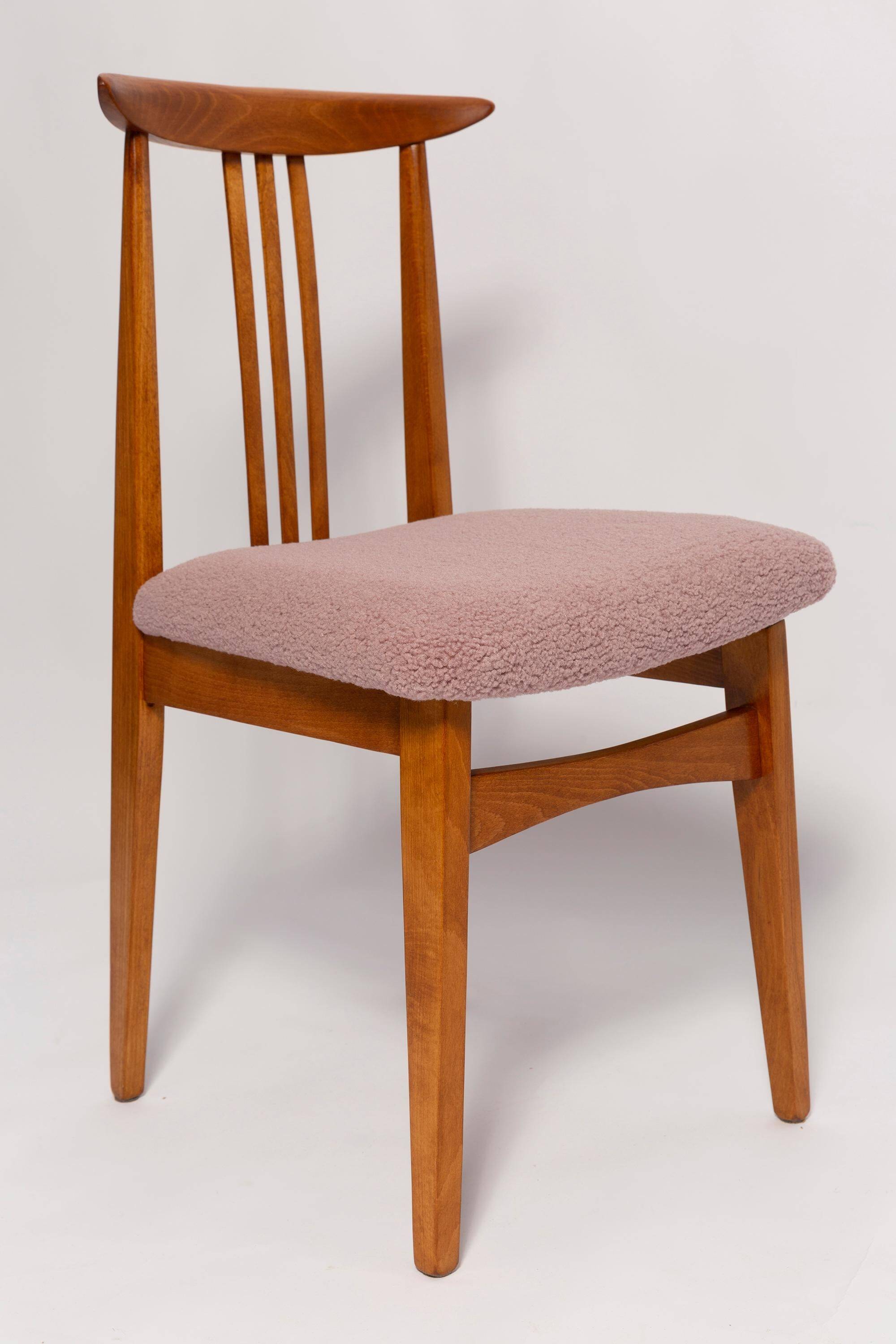 Powder pink boucle chair from the mid-century by M. Zielinski, Europe, 1960s.