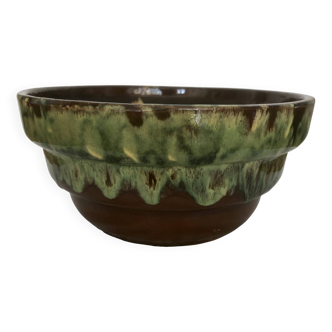 Green and brown flamed handcrafted pot