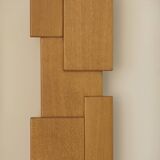 Pair of handcrafted Modernist wall lights in solid wood (oak) Circa 1980