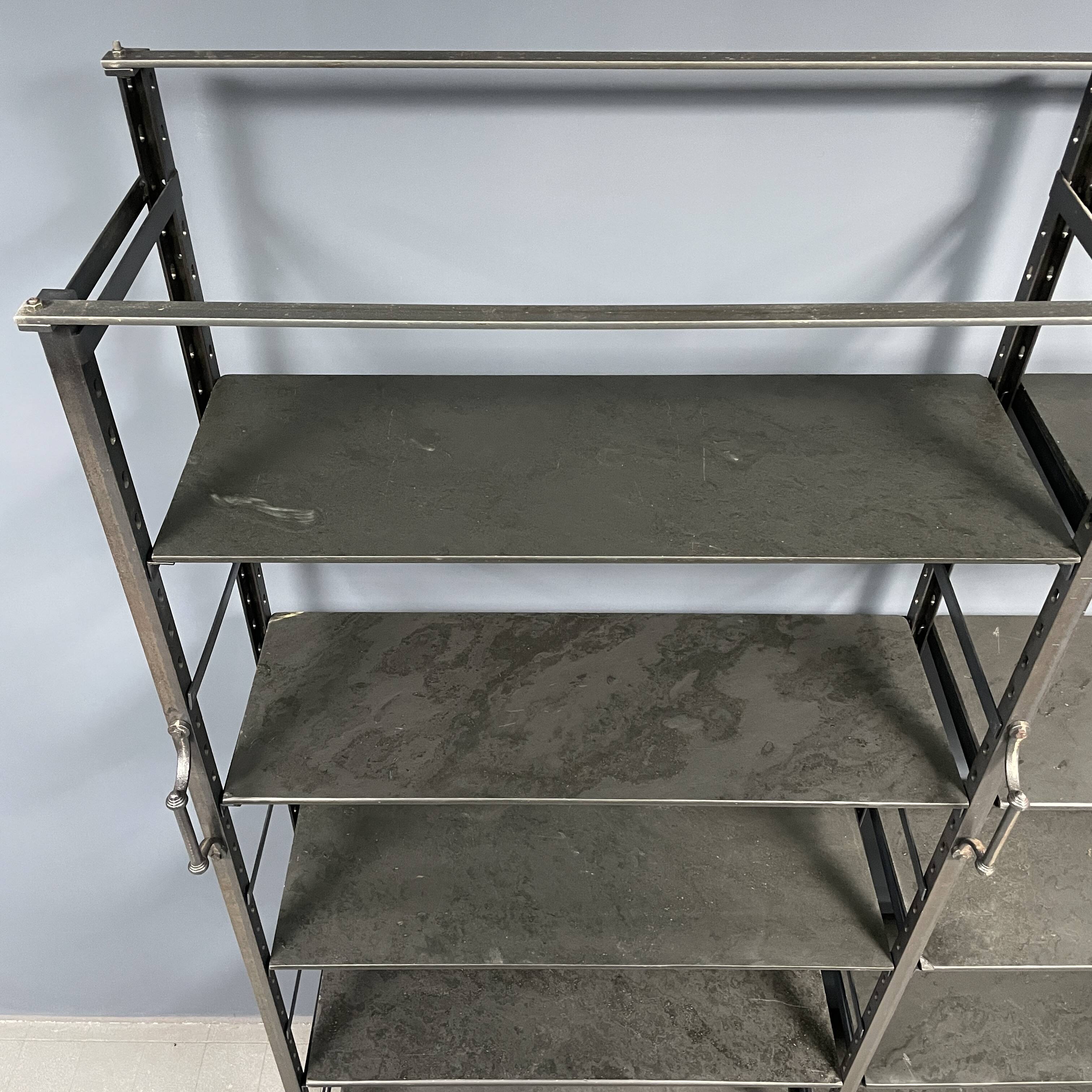 Industrial Iron Library Wall Shelving Cabinet