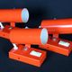 1970's Red and White Metal Spots Light, France - Set of 3