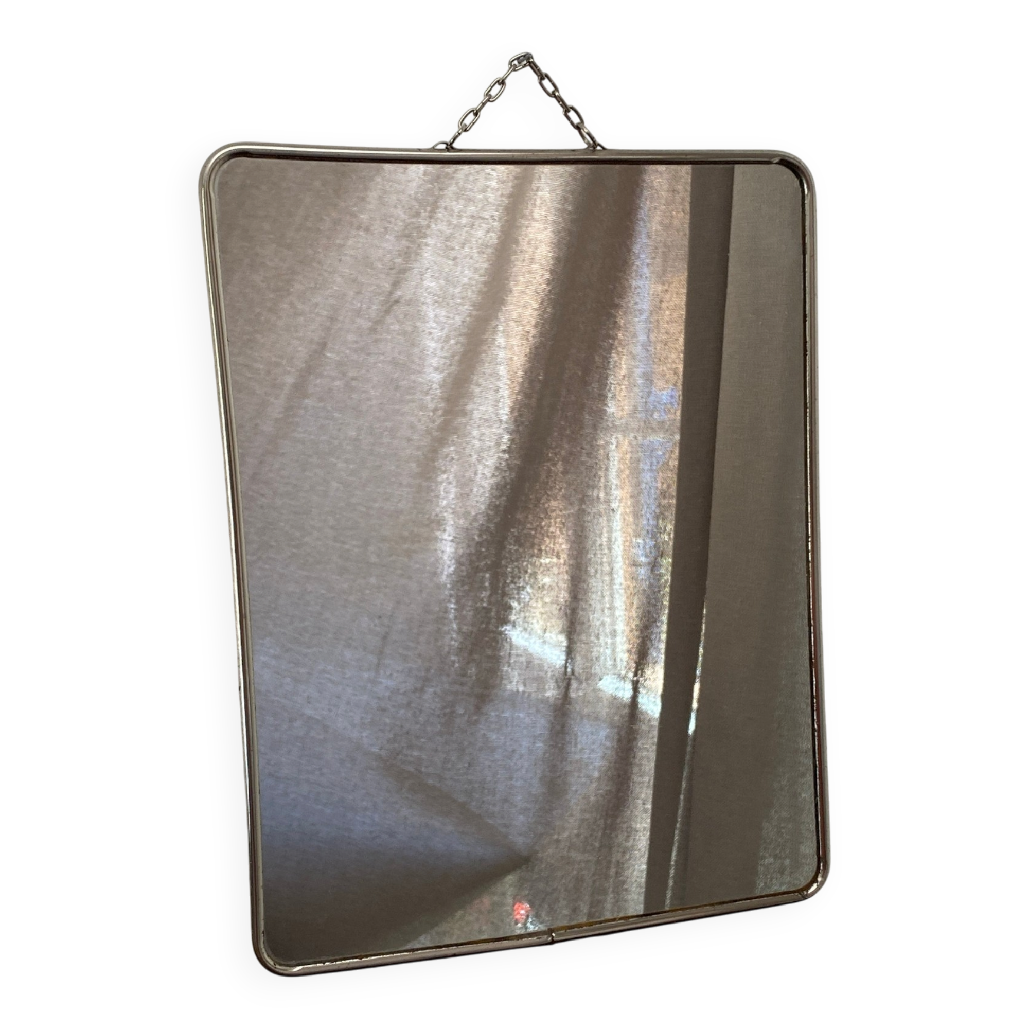 Silver-plated wall-mounted barber mirror