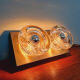 Double wall light in brass and glass, Space Age style, Cosack, 1970