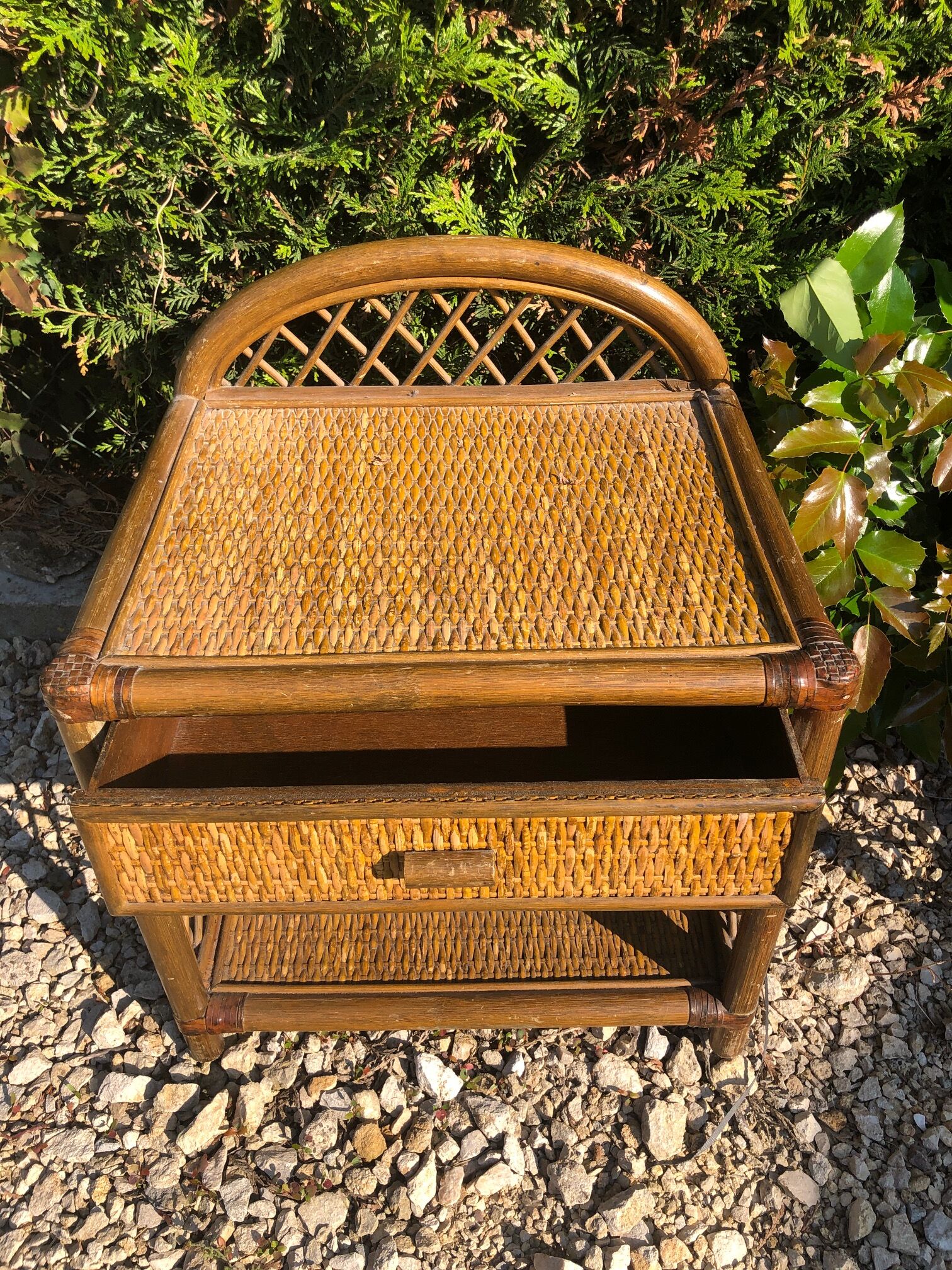Pair of rattan bedsides