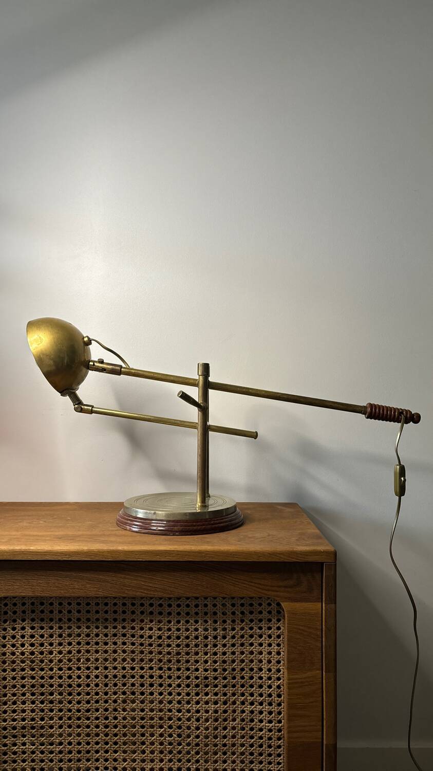 Adjustable brass desk lamp 1940s France