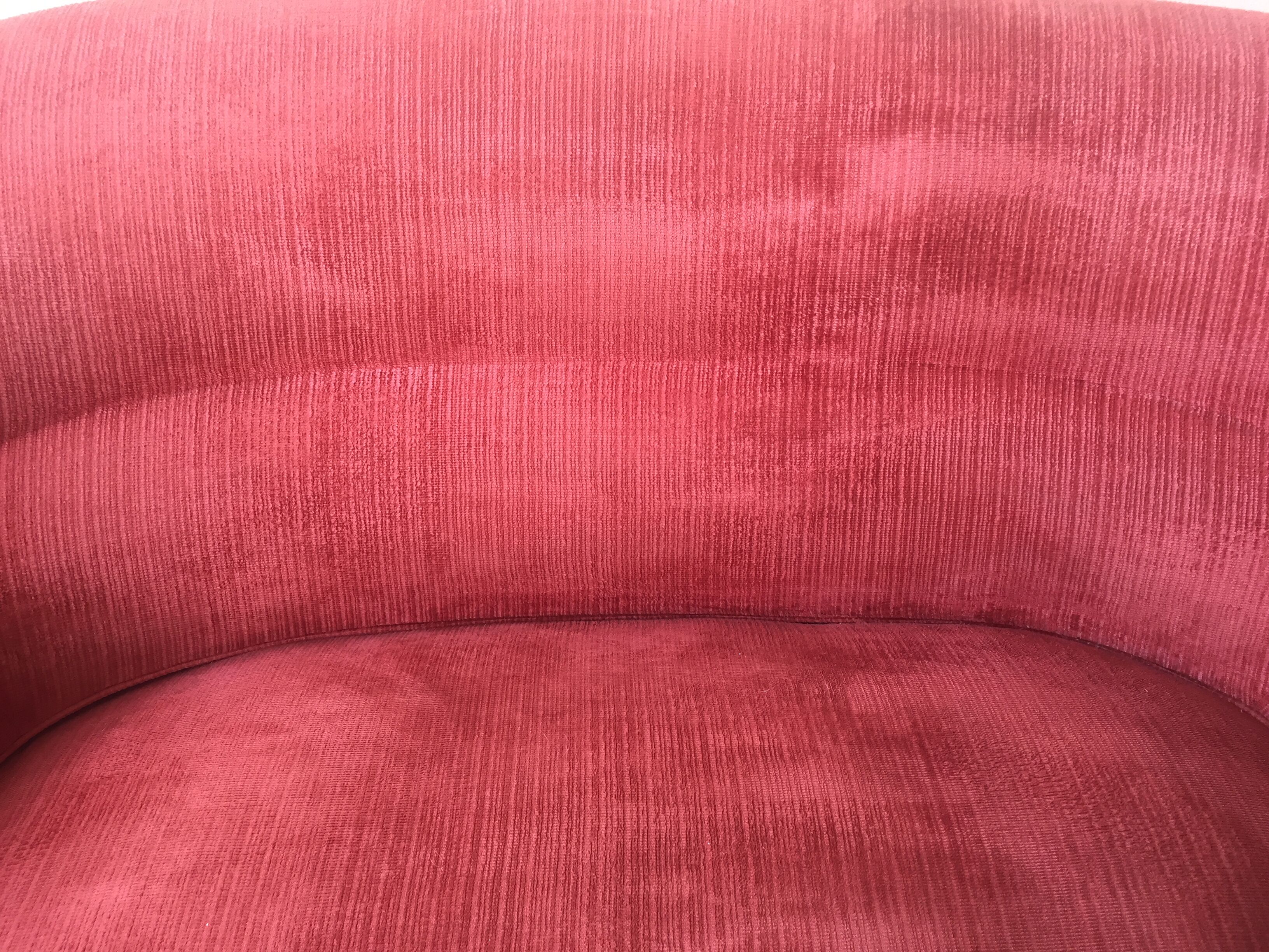 Antique toad sofa in brick velvet