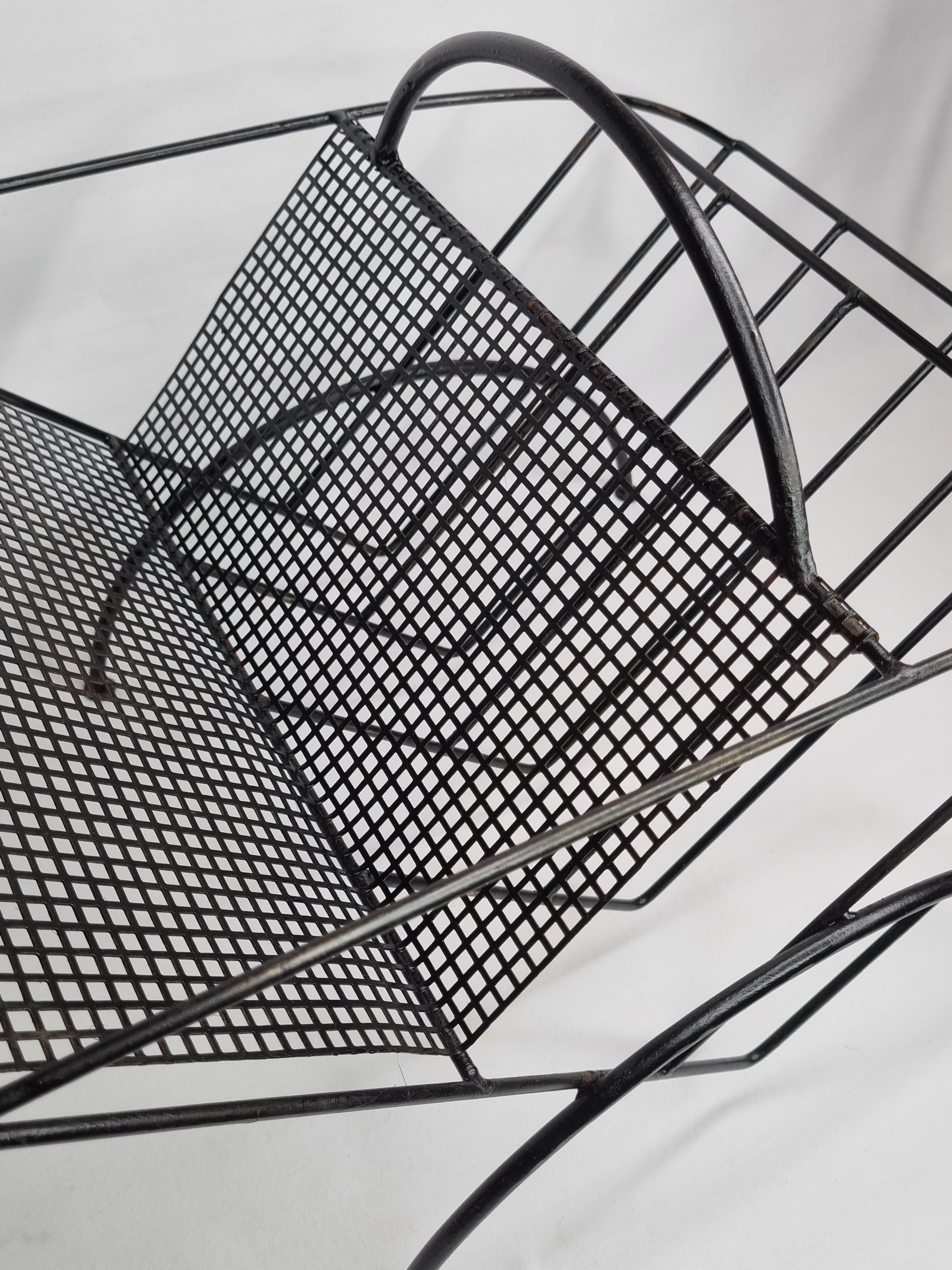 Vintage magazine holder in steel and perforated metal