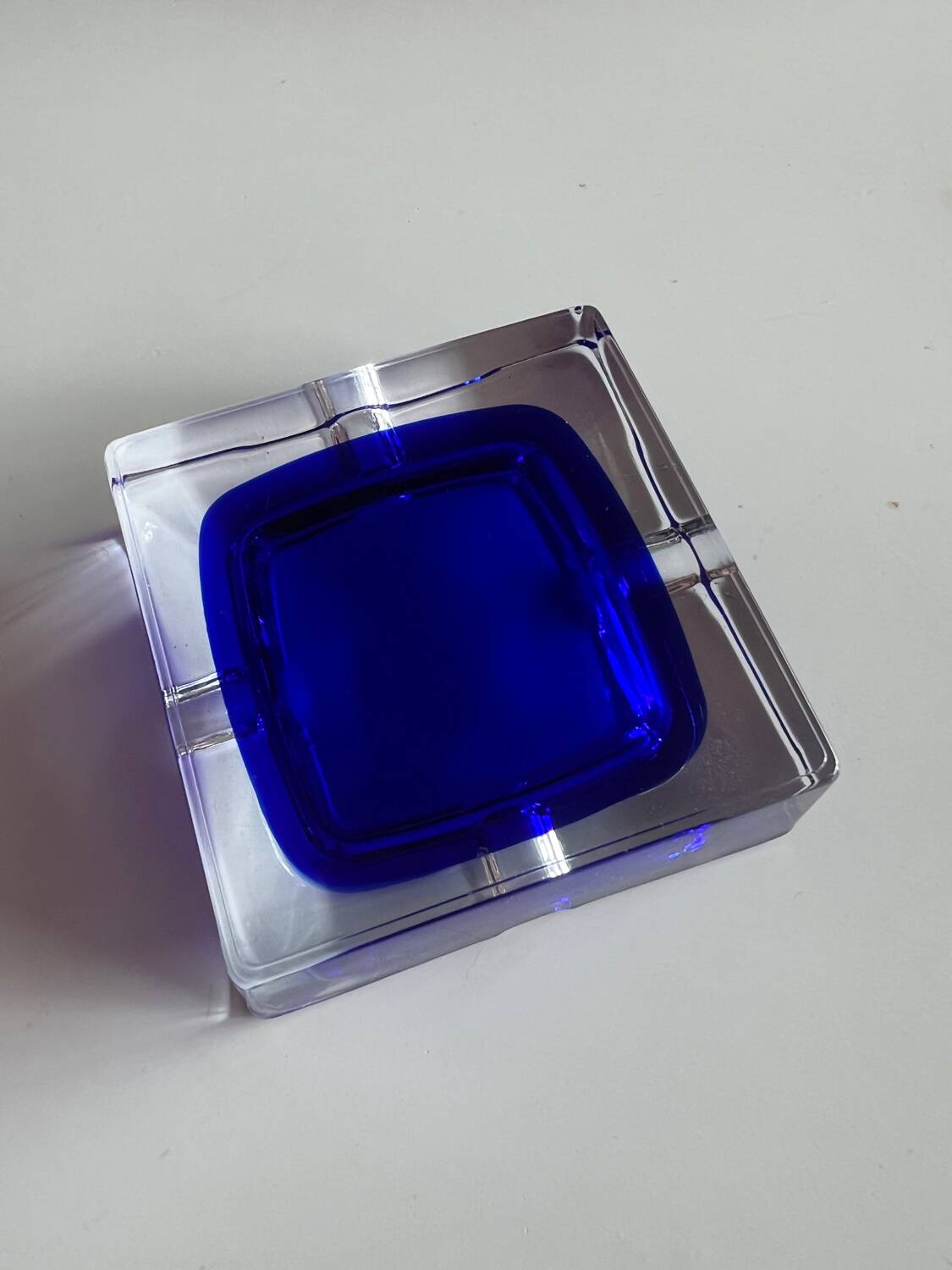 Blue Arques crystal ashtray – J.G. Durand
