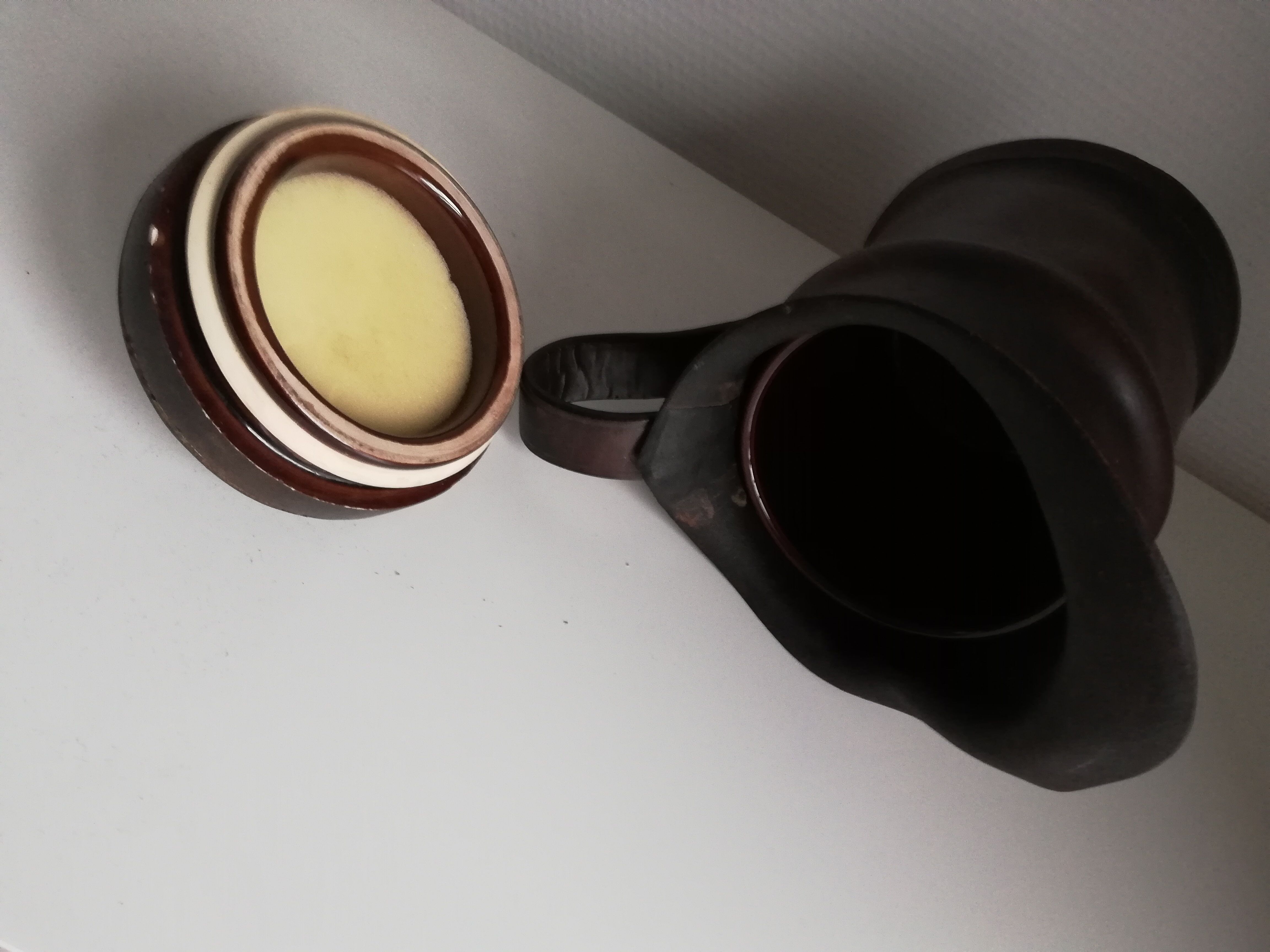 Ceramic pot leather pitcher A. Porta Cuoio Artisto Milano