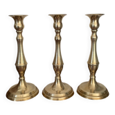 Set of three vintage brass candlesticks