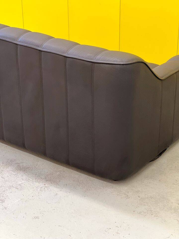 Black leather 3-seater sofa by De Side, from 1970's model 44