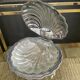 Vintage shell butter dish in glass and stainless steel