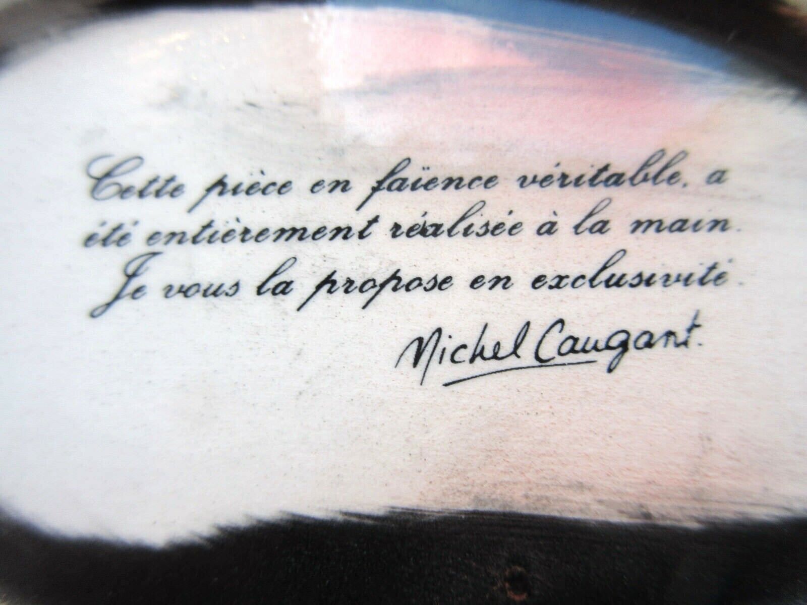 Old vintage terrine: blackened ceramic moorhen, CAUGANT production