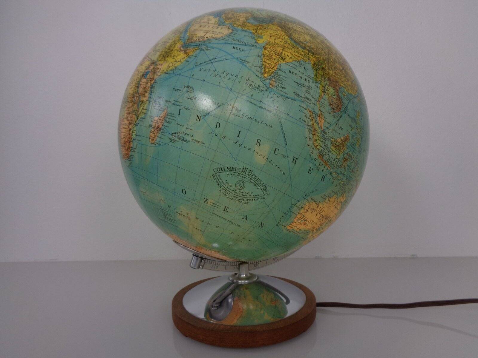 Vintage Illuminated Duo Glass Globe by Paul Oestergaard for Columbus, Germany, 1950s