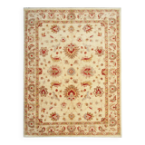Handmade Cream Wool Floral Rug, Modern Oriental Living Room Carpet 176x228