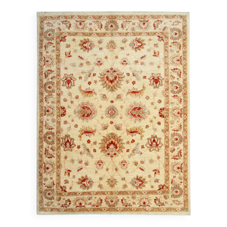 Handmade Cream Wool Floral Rug, Modern Oriental Living Room Carpet 176x228