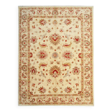 Handmade Cream Wool Floral Rug, Modern Oriental Living Room Carpet 176x228