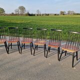 Set of 6 Fannett Scandinavian chairs by Ilmari Tapiovaara 1960.