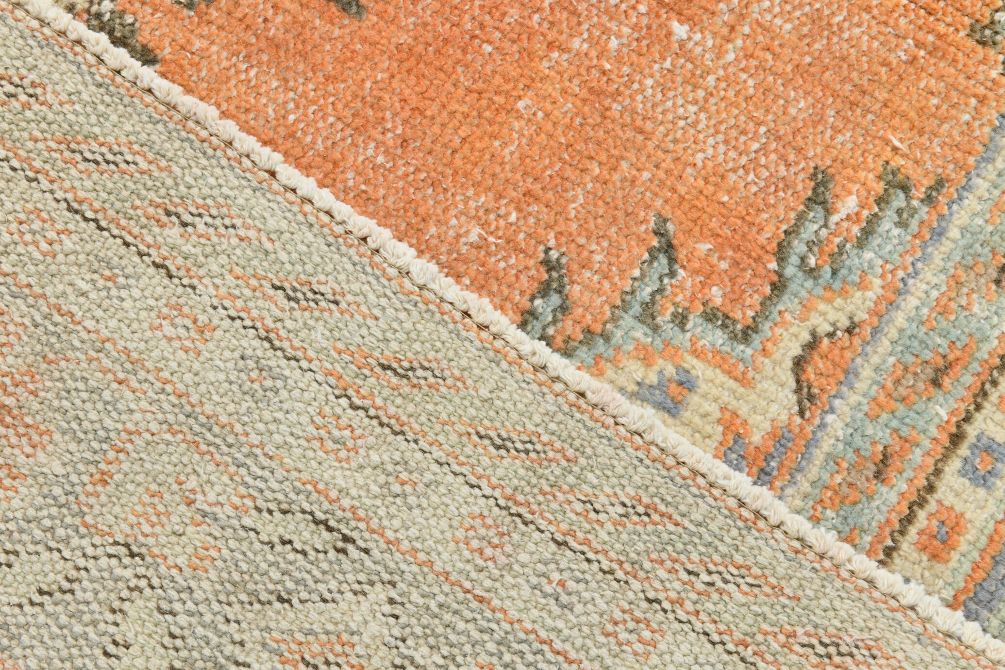 Coral orange 62s vintage rug, 226x331cm