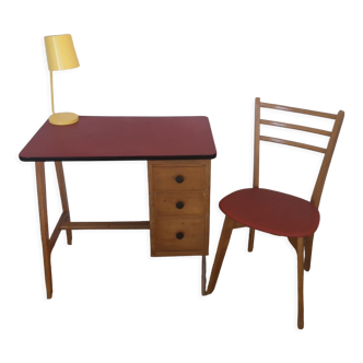 Bureau vintage bois et chaise