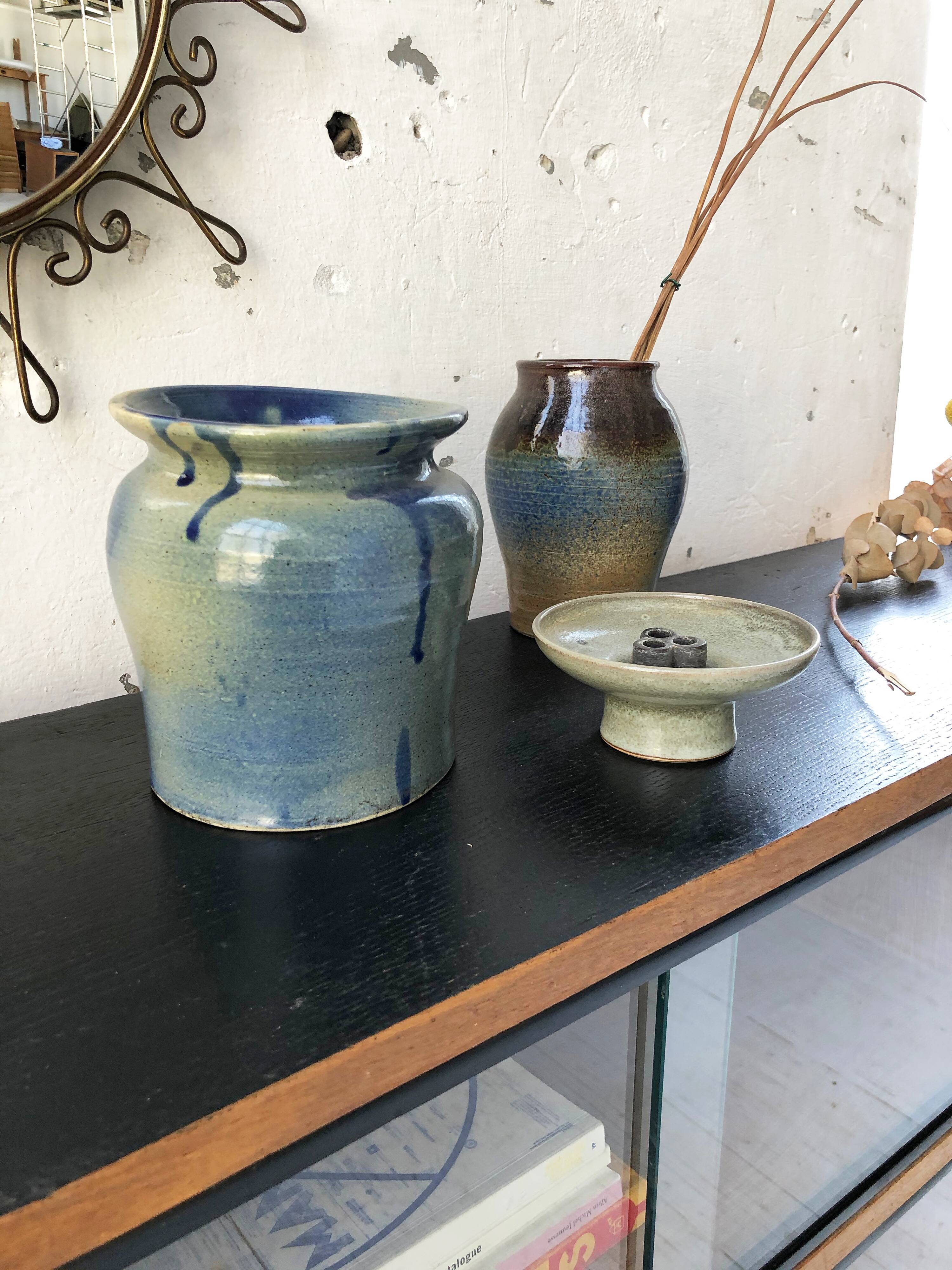 Blue-brown ceramic vase