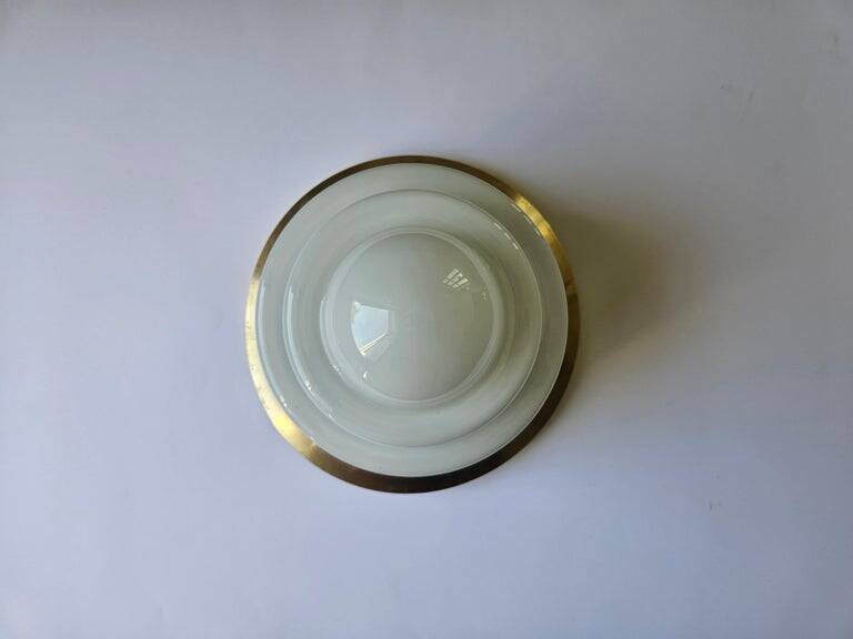 Plafonnier en Laiton et Verre Opale Franta Anyz, années 1930
