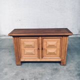 Brutalist Handcrafted Oak 2 Door Cabinet, Belgium, 1950s
