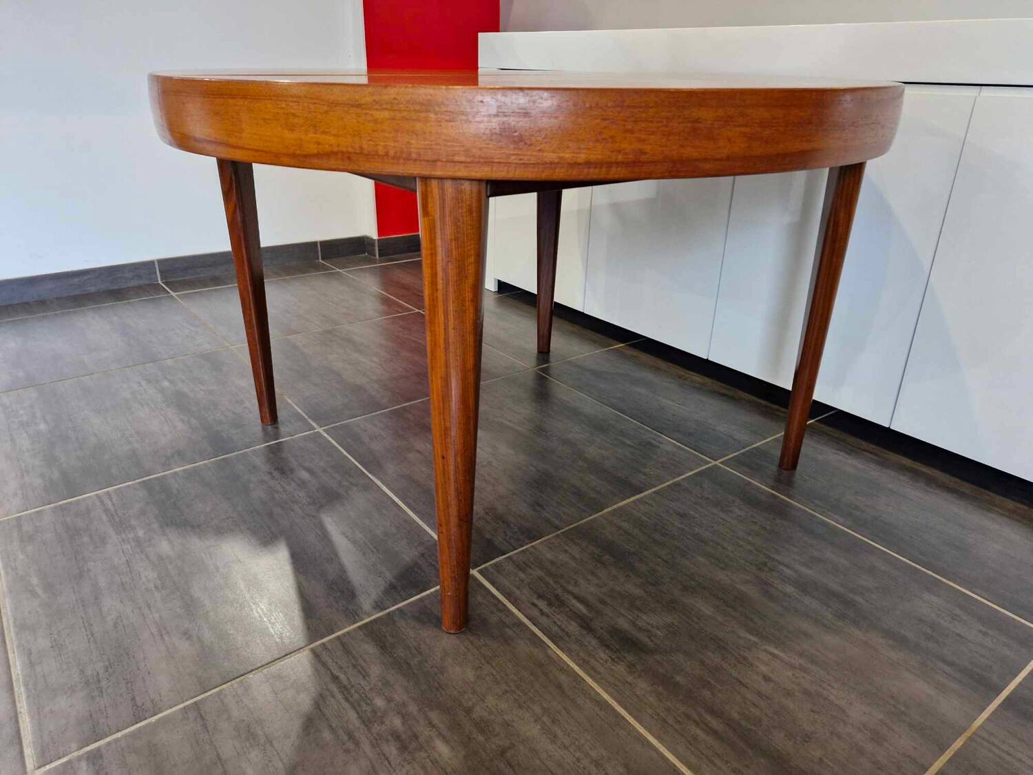 Scandinavian extendable teak round table, 1960s