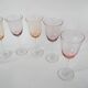 Set of 6 large colored pink and lilac wine glasses 1970