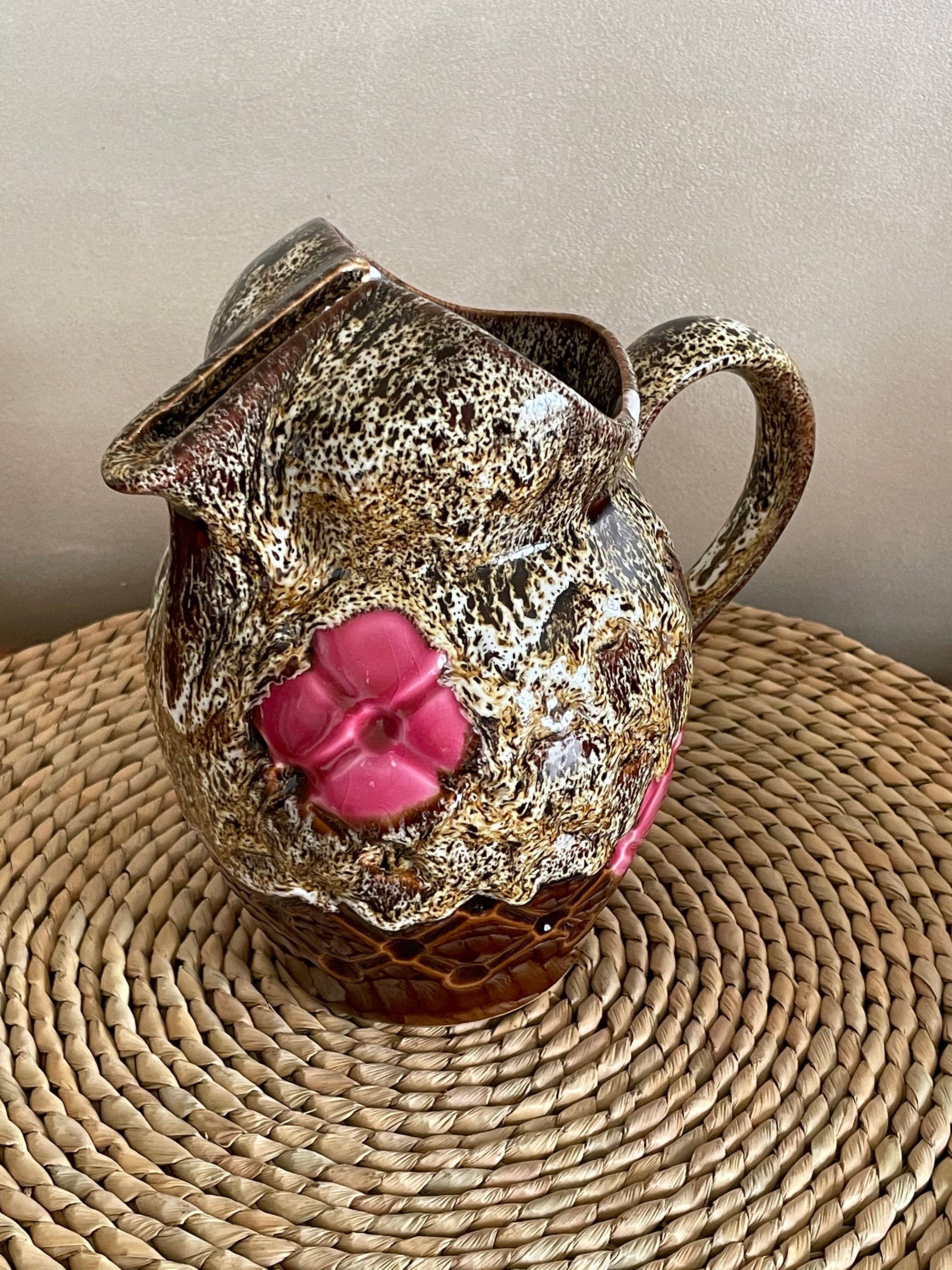 Pitcher Vallauris rose decoration