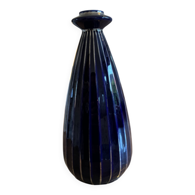 Vase Art déco Gustave De Bruyn (Fives-Lille) – Céramique bleu cobalt