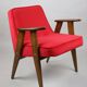 Red Velvet 366 Lounge Chair by Józef Chierowski, 1970s