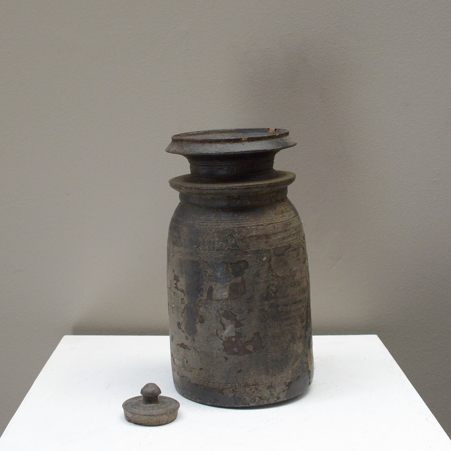 Antique Wooden Pot from Nepal Rustic 19th Century Storage Container