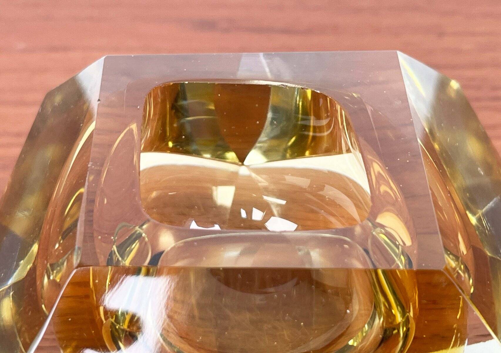 Vintage Italian Sommerso yellow glass bowl, Murano, 1970s.