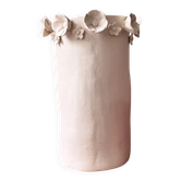 Stoneware vase with relief flowers