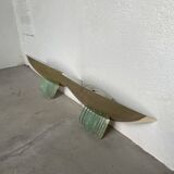 Pair of brass and art deco glass wall lights SCE