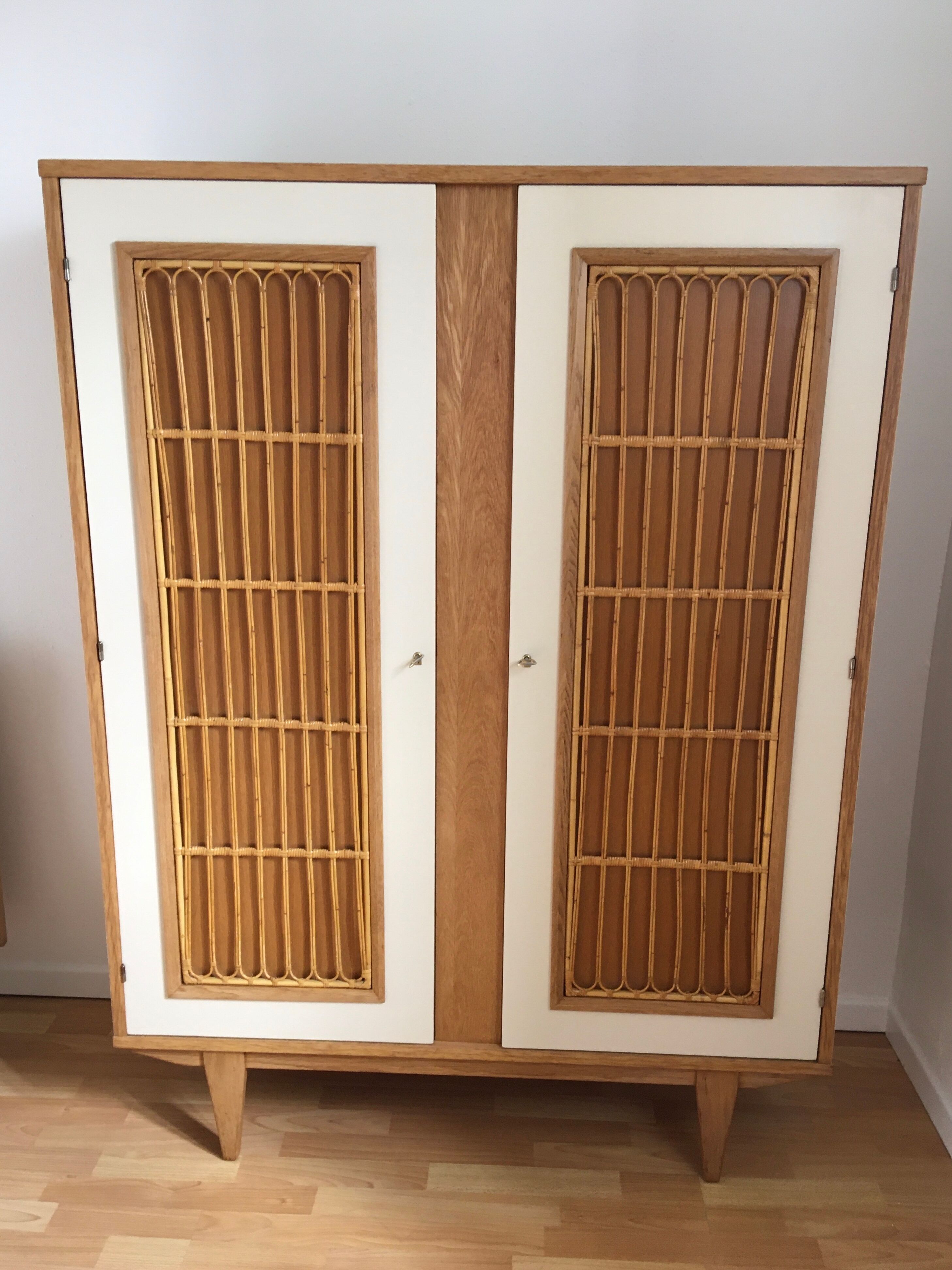 Wood and rattan cabinet