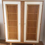 Wood and rattan cabinet