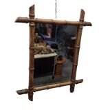 Vintage French Faux Bamboo Mirror, 1930s