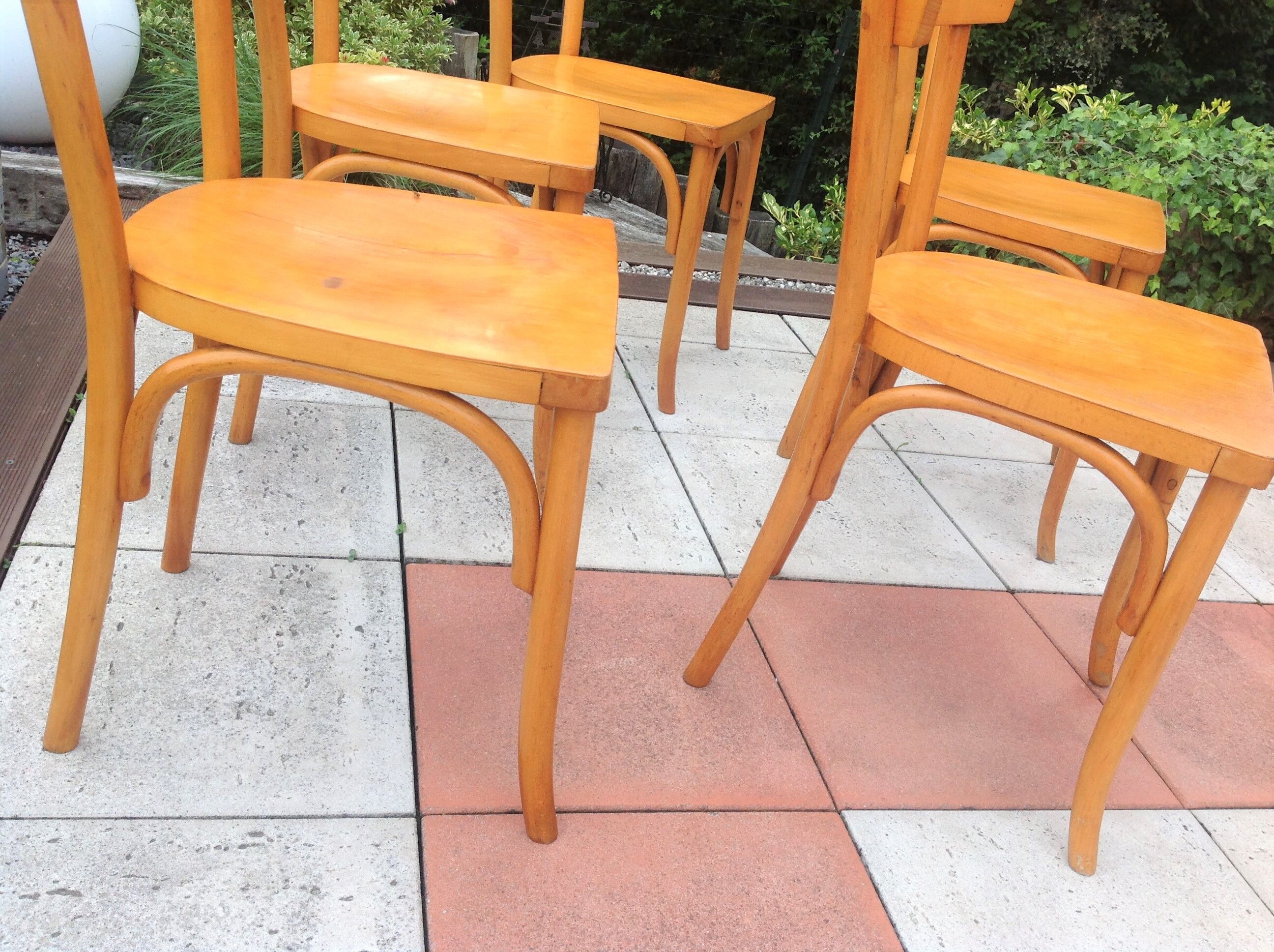 Suite of five bistro chairs feet with hoops / vintage 50s-60s