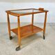 Mid-Century Modern Beech, Glass & Brass Serving Trolley, Germany 1950s