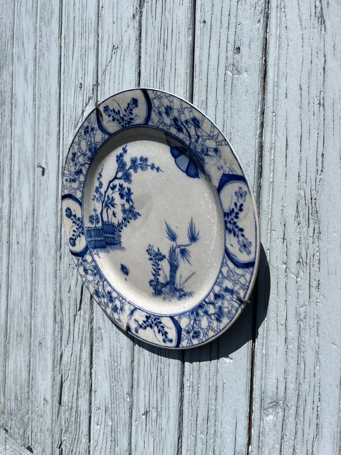Creil and Montereau round dish in blue earthenware, "Japan" service