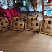 set of 4 vintage Art Deco chairs with carved wood and grape cluster design