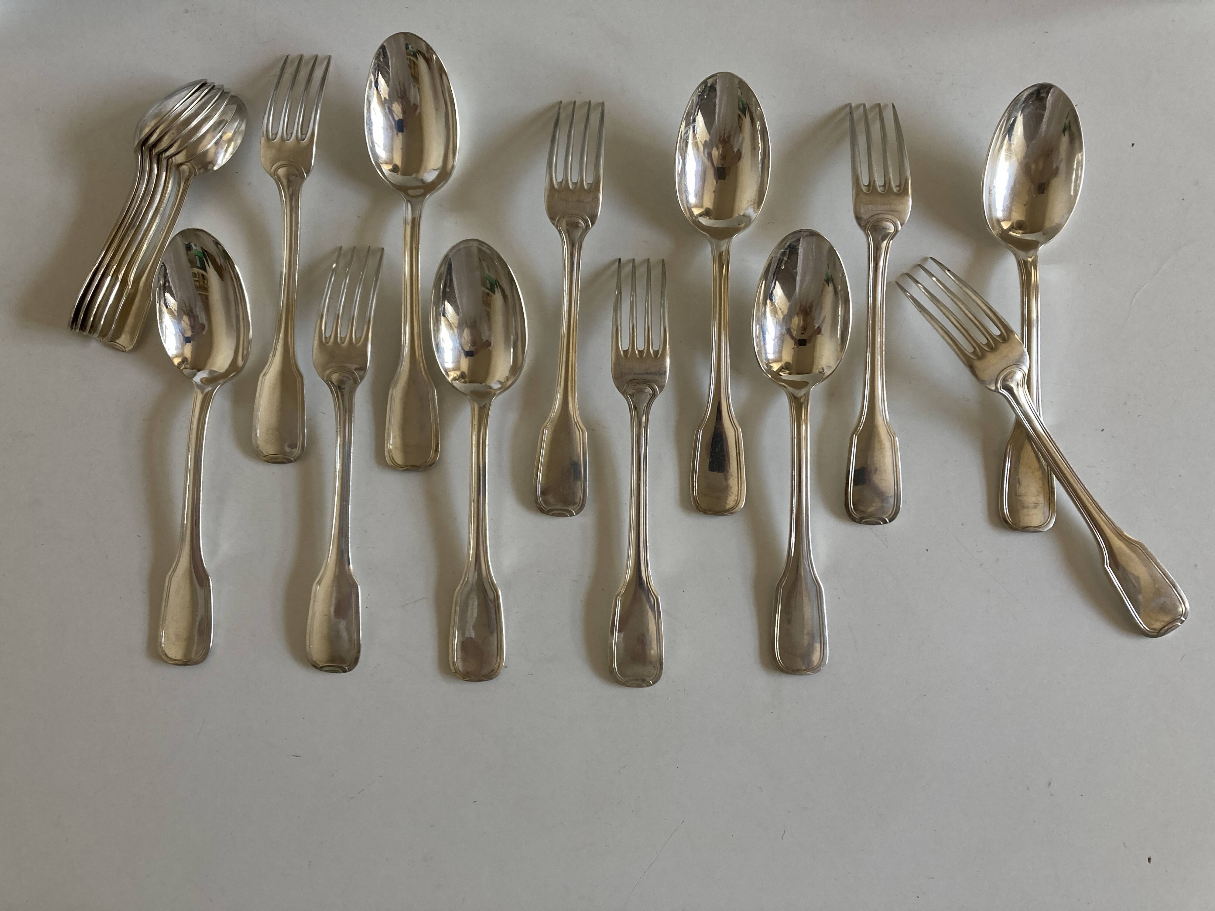 Modernist silver-plated cutlery 6 + 6 + 6