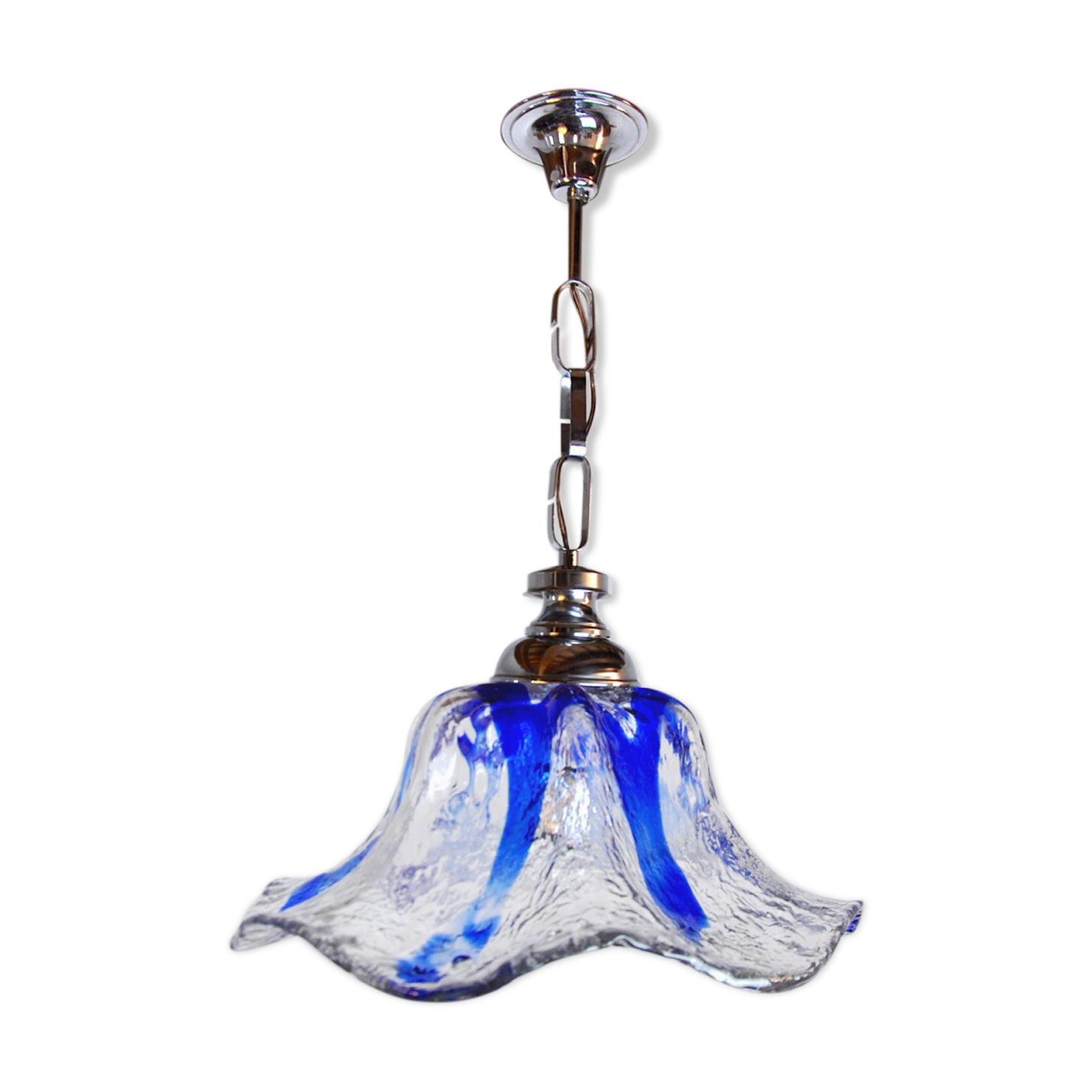 Flower chandelier Murano Mazzega, blue glass, Italy, 1970