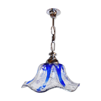 Flower chandelier Murano Mazzega, blue glass, Italy, 1970