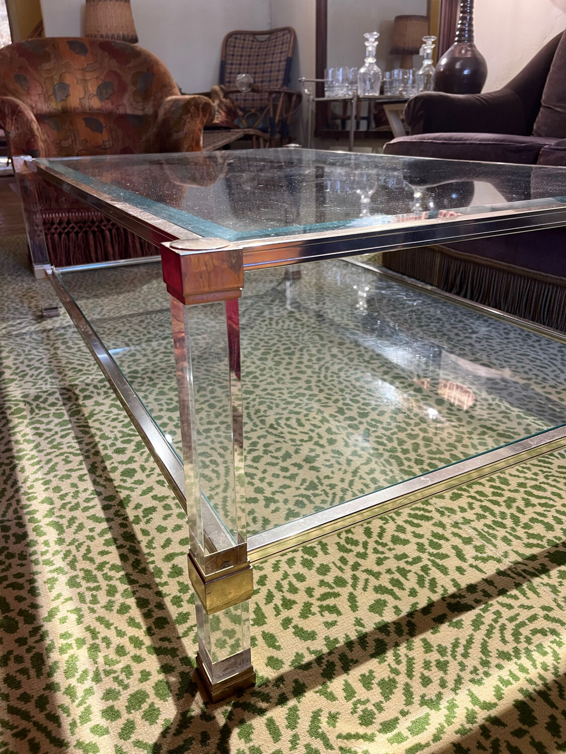 Table basse verre et plexiglas 1960