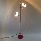 Two red lights and chrome floor lamp