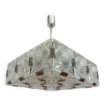 Pendentif en verre et chrome des années 1970 par Kamenicky Senov, Tchécoslovaquie