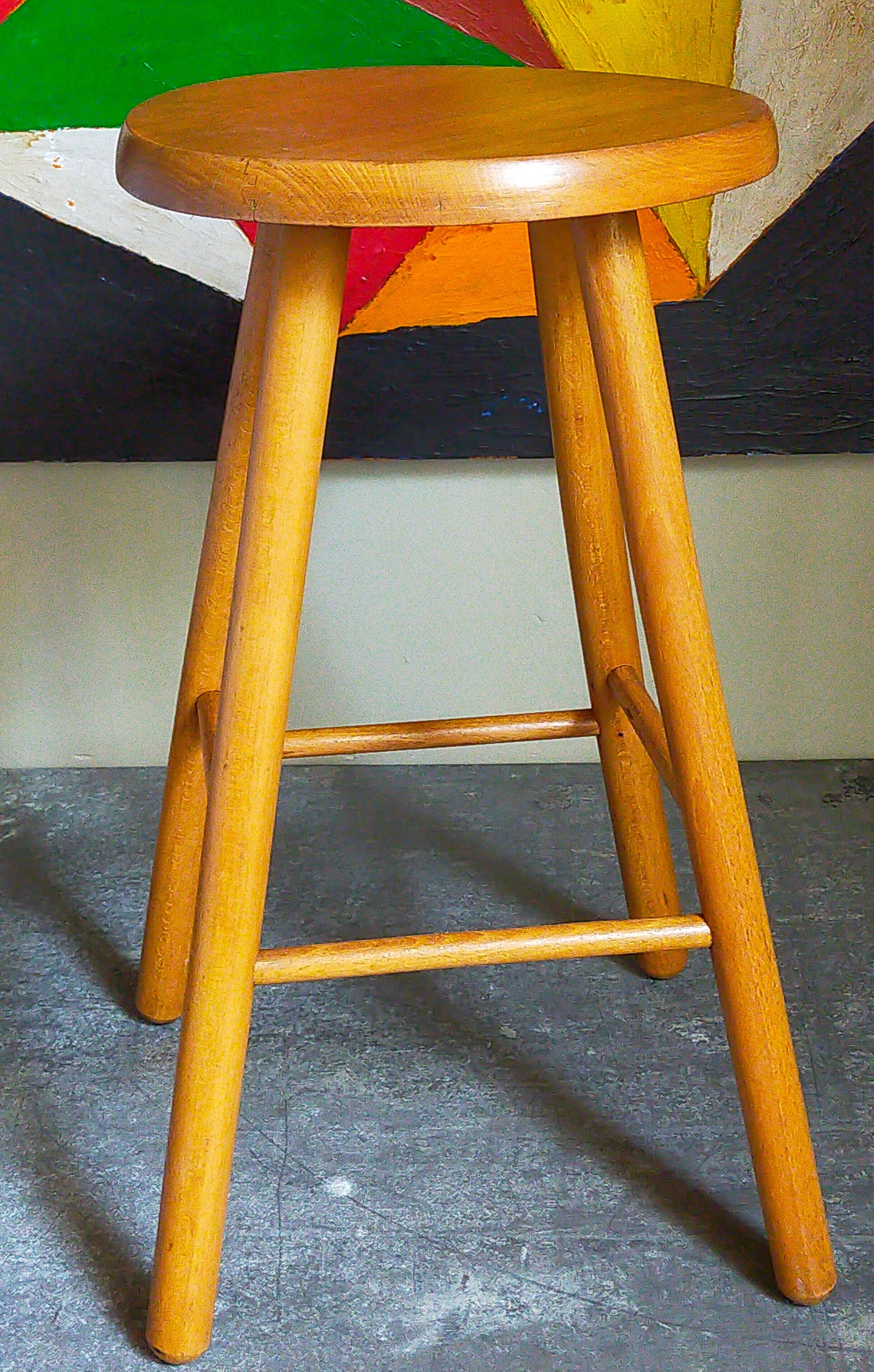 Vintage blond wooden stool